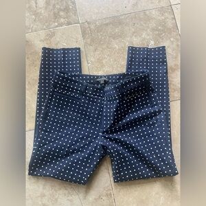 Banana republic, ladies, navy and white polkadot pants, straight legs, size 8